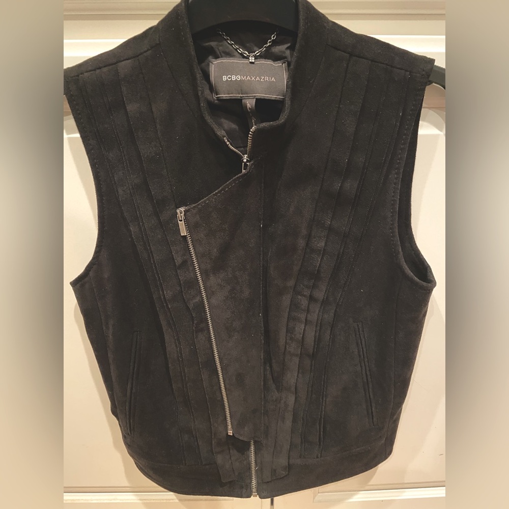 utilitarian faux suede black vest